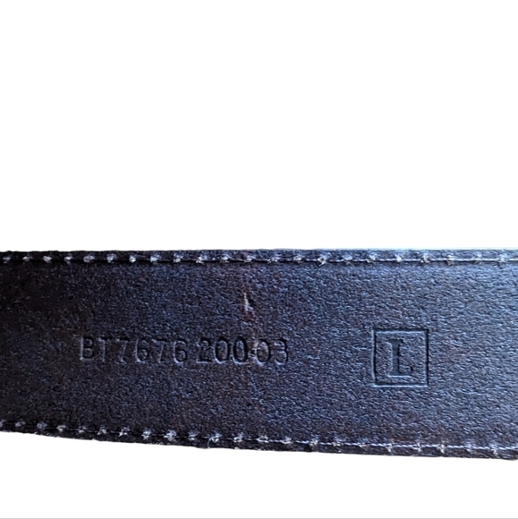 😄 Fossil brown genuine leather belt with silver hardware and design sz L - Picture 9 of 10